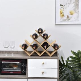 img 1 attached to 🍷 Naturally elegant Kirigen Wooden 13-Bottle Wine Rack - Space-saving 4-Tier Wine Display Rack for Countertop and Free-standing Wine Storage - Bottle Holder/Cabinet Glass Rack XHJJ4-NA