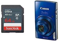 canon powershot elph 190 digital camera 64 gb memory card (blue) logo
