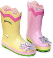 🌸 kidorable lotus flower yellow and pink rain boot: stylish natural rubber protection for kids logo