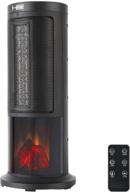 🔥 ptc tower space heater: freestanding, portable with realistic flames, 12hr timer, remote control – 1500w, black logo