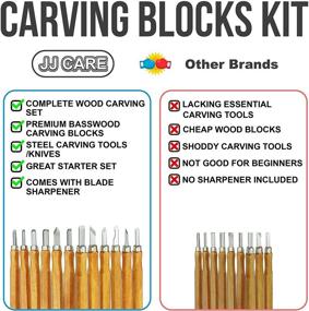 img 3 attached to JJ CARE Wood Carving Kit - High-Quality Wood Whittling Kit with 10 Assorted Wood Blocks + 12 Durable SK2 Carbon Steel Tools - Perfect Beginner Whittling Set for Kids and Adults, Basswood Carving Kit, Soap Carving Set