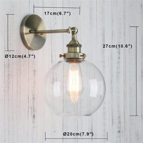 img 3 attached to 🏭 Vintage Industrial Permo Wall Sconce - 1-Light Rustic Bronze Wall Mount Light Fixture with 7.9" Round Clear Glass Globe Shade