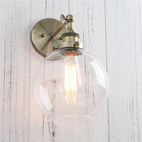 img 1 attached to 🏭 Vintage Industrial Permo Wall Sconce - 1-Light Rustic Bronze Wall Mount Light Fixture with 7.9" Round Clear Glass Globe Shade