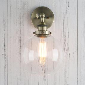 img 2 attached to 🏭 Vintage Industrial Permo Wall Sconce - 1-Light Rustic Bronze Wall Mount Light Fixture with 7.9" Round Clear Glass Globe Shade