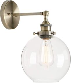 img 4 attached to 🏭 Vintage Industrial Permo Wall Sconce - 1-Light Rustic Bronze Wall Mount Light Fixture with 7.9" Round Clear Glass Globe Shade