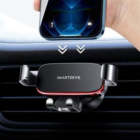 img 4 attached to 📱 SmartDevil Car Phone Holder Mount - Gravity Vent Mount with Auto Lock Hook Clip, Hands-Free Cell Phone Car Mount for 4-7 inch Devices, Black