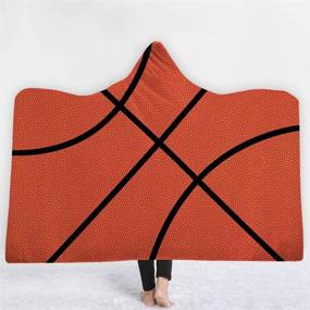 img 3 attached to 🏀 Irisbell Hooded Blanket Throw Wrap Basketball Softball Soccer Wearable Blanket Sherpa Poncho Cloak Hooded 60''H x 80''W (Basketball, 80'' x 60'')