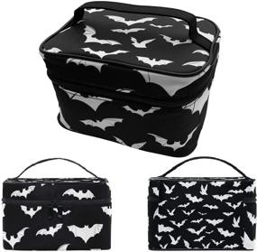 img 1 attached to Large Goth Travel Makeup Bag - Bats Cosmetic Bags for Women 🦇 and Girls - Portable Toiletry Bags - Train Cases for Cosmetics - 9CH