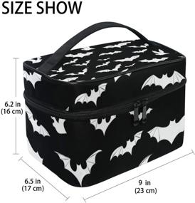 img 3 attached to Large Goth Travel Makeup Bag - Bats Cosmetic Bags for Women 🦇 and Girls - Portable Toiletry Bags - Train Cases for Cosmetics - 9CH