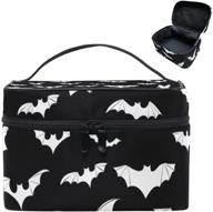 large goth travel makeup bag - bats cosmetic bags for women 🦇 and girls - portable toiletry bags - train cases for cosmetics - 9ch logo