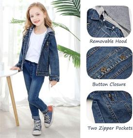 img 1 attached to 👕 Versatile Boys' and Girls' Denim Jacket with Removable Hood – Stylish Toddler Kids' Button Coat for Outdoors