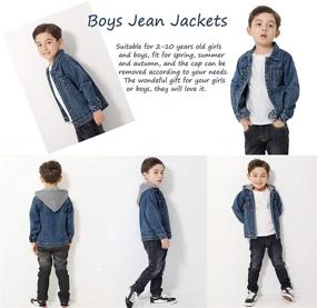 img 2 attached to 👕 Versatile Boys' and Girls' Denim Jacket with Removable Hood – Stylish Toddler Kids' Button Coat for Outdoors