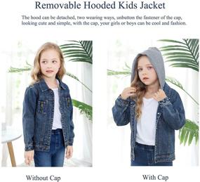 img 3 attached to 👕 Versatile Boys' and Girls' Denim Jacket with Removable Hood – Stylish Toddler Kids' Button Coat for Outdoors