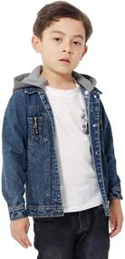 img 4 attached to 👕 Versatile Boys' and Girls' Denim Jacket with Removable Hood – Stylish Toddler Kids' Button Coat for Outdoors