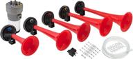 vixen horns vxh6801r: red 12v dixie musical air horn kit - loud 5 trumpet sound system with compressor logo