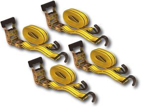 img 4 attached to 🔒 HFS 4pcs 1-1/2 x 15 ft Heavy Duty Ratchet Cargo Tie Down Straps - 3000 lbs Dual J-Hooks: Secure Your Valuables with Ease!