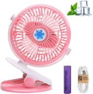 🌬️ usb rechargeable clip fan with stepless speed, 360 degree two way rotation, 2000 mah battery, quiet operation - ideal for baby stroller, office, home, and travel (pink) logo