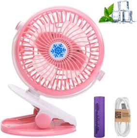 img 4 attached to 🌬️ USB Rechargeable Clip Fan with Stepless Speed, 360 Degree Two Way Rotation, 2000 mAh Battery, Quiet Operation - Ideal for Baby Stroller, Office, Home, and Travel (Pink)