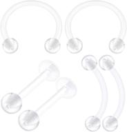 🔸 pack of 6 clear bioplastic horseshoe piercings 16g ball for eyebrow, lobe, labret, cartilage jewelry with a variety of sizes available logo