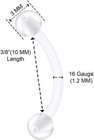 img 1 attached to 🔸 Pack of 6 Clear Bioplastic Horseshoe Piercings 16G Ball for Eyebrow, Lobe, Labret, Cartilage Jewelry with a Variety of Sizes Available