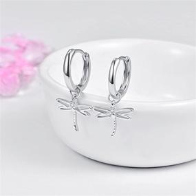 img 1 attached to 🦋 Sterling Silver Dragonfly Hoop Earrings: Exquisite Jewelry Gift for Women & Girls – MLAWR Dragonfly Dangle Drops