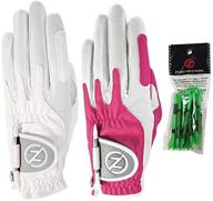 🏌️ zero friction ladies compression-fit synthetic golf glove 2 pack with bonus tee pack - universal-fit golfing essential! logo