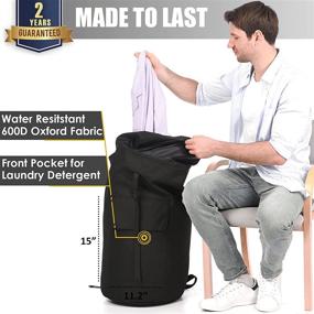 img 3 attached to 🎒 Sturdy Extra Large Backpack Laundry Bag - 115L Heavy Duty Portable Laundry Bag with Straps for College Dorm, Apartment, Laundromat, Students