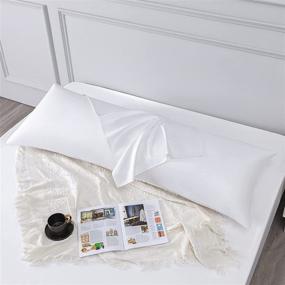 img 3 attached to 🌙 MEETBILY 800 Thread Count White Cotton Body Pillowcase, Soft & Hypoallergenic Cover – Ideal for Adults & Pregnancy (21"x54")