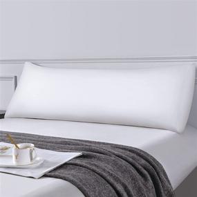 img 4 attached to 🌙 MEETBILY 800 Thread Count White Cotton Body Pillowcase, Soft & Hypoallergenic Cover – Ideal for Adults & Pregnancy (21"x54")