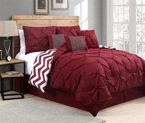 img 4 attached to Enhance Your Bedroom Décor with Avondale Manor 7-Piece Venice Pinch Pleat Comforter Set in Queen Size - Captivating Red Shade