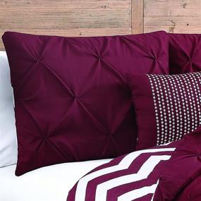 img 1 attached to Enhance Your Bedroom Décor with Avondale Manor 7-Piece Venice Pinch Pleat Comforter Set in Queen Size - Captivating Red Shade