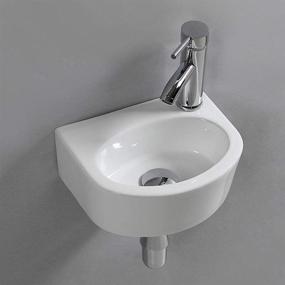 img 1 attached to 🚽 Compact Rectangle Ceramic Wall Hung Basin Sink Set - Right Hand Orientation (Oval with Tap & Drain)