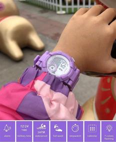 img 3 attached to Digital Sports 7 Color Flashing Waterproof Girls' Watches for Wrist Watches