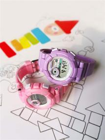 img 2 attached to Digital Sports 7 Color Flashing Waterproof Girls' Watches for Wrist Watches