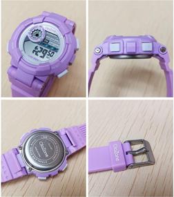 img 1 attached to Digital Sports 7 Color Flashing Waterproof Girls' Watches for Wrist Watches