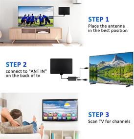 img 3 attached to 📺 Indoor TV Antenna - Amplified HD Digital TV Antenna with 200-Mile Range Signal Booster for 4K 1080p HDTV, Smart, and Old TVs - Includes 17ft Coax Cable TV Antennas