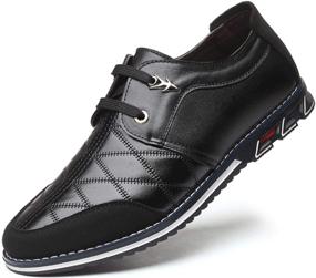 img 4 attached to 👞 Men's Outdoor Leather Loafers: Breathable Business Shoes in Loafers & Slip-Ons