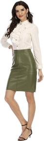 img 3 attached to Fahsyee Leather Pencil Bodycon Waisted Women's Clothing and Skirts