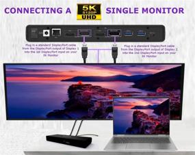 img 1 attached to 🔌 Powerful HYPERPORTS USB C Dual 4K Docking Station: Ultimate 5K@60Hz/Dual 4K @60Hz Experience! HDMI, DisplayPort, USB 3.0, Ethernet, Audio Mic for Mac & Windows OS + Thunderbolt 3 (NO Power Delivery)