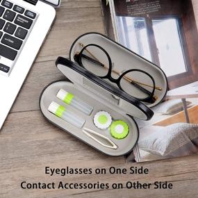 img 2 attached to Muf 2 in 1 Double Sided Portable Contact 👁️ Lens and Eyeglasses Case with Mirror and Travel Kit Accessories (Green)