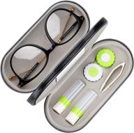 muf 2 in 1 double sided portable contact 👁️ lens and eyeglasses case with mirror and travel kit accessories (green) логотип