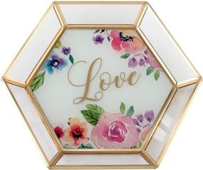 img 2 attached to 🌸 Geometric Glass Tray Wedding Guestbook Alternative - Watercolor Floral Love Design, 8.25x7.25x1.15, Multi