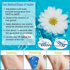 img 2 attached to Waxing Kit with Wax Warmer, 4 Packs of Wax Beads, 10Pcs Waxing 🪒 Applicator Sticks - Painless at Home Hair Removal for Bikini Brazilian Body Face Eyebrow Legs