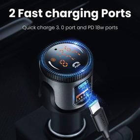img 2 attached to 🚘 Bluetooth FM Transmitter for Car with 18W QC 3.0 + PD 3.0 Fast Charger, Bluetooth 5.0 & Hands-Free Phone Call Support