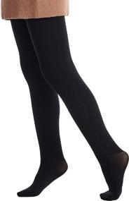 img 4 attached to Frola Girls' Winter Warm Footed Tights: Fleece Lined Thermal Leggings 300 Denier Age 4-13