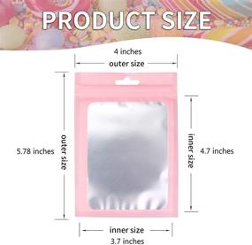 img 3 attached to 🛍️ XFXIA 100-Piece Mylar Bags: Resealable Smell Proof Bags with Ziplock, Clear Window, and Aluminum Foil Pouch - Ideal for Candy, Food, Lip Gloss Packaging and More! Flat, Cute Design in Pink (4×5.78 inches)