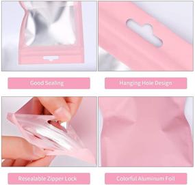 img 1 attached to 🛍️ XFXIA 100-Piece Mylar Bags: Resealable Smell Proof Bags with Ziplock, Clear Window, and Aluminum Foil Pouch - Ideal for Candy, Food, Lip Gloss Packaging and More! Flat, Cute Design in Pink (4×5.78 inches)