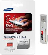 samsung evo plus 64gb microsd xc класс 10 uhs-1 память для мобильных устройств samsung galaxy s7 и s7 edge с считывателем карт памяти microsd и sd от memorymarket с двумя слотами: надежное хранилище данных+ логотип