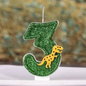 img 2 attached to 🦖 Sparkling Large Dinosaur Birthday Number Candle - 3” Tall