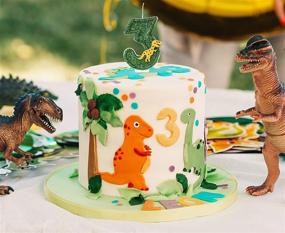 img 1 attached to 🦖 Sparkling Large Dinosaur Birthday Number Candle - 3” Tall